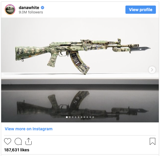 Dana White shows off new custom AK-47 art piece