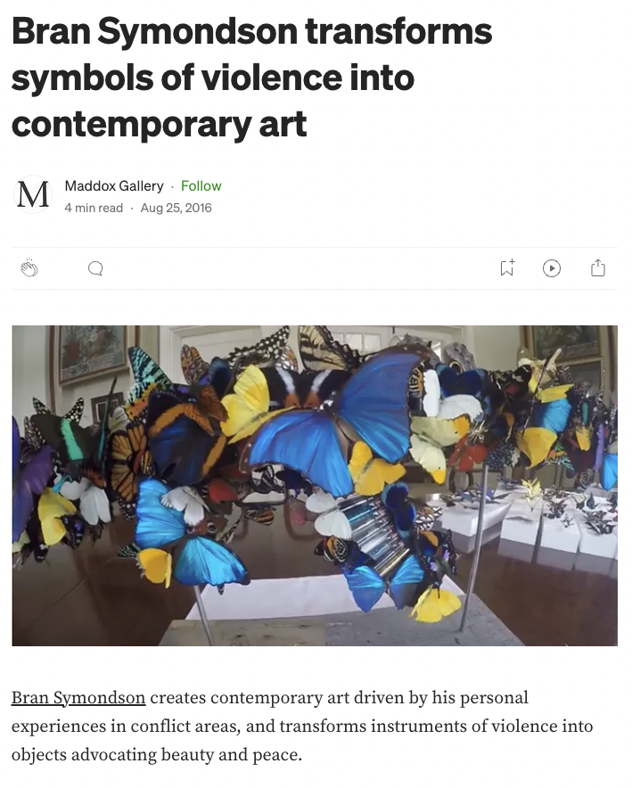 Bran Symondson transforms symbols of violence into contemporary art